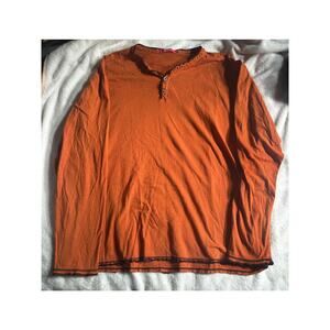 Agave Denim Shirt XL Orange Henley Long Sleeve Casual